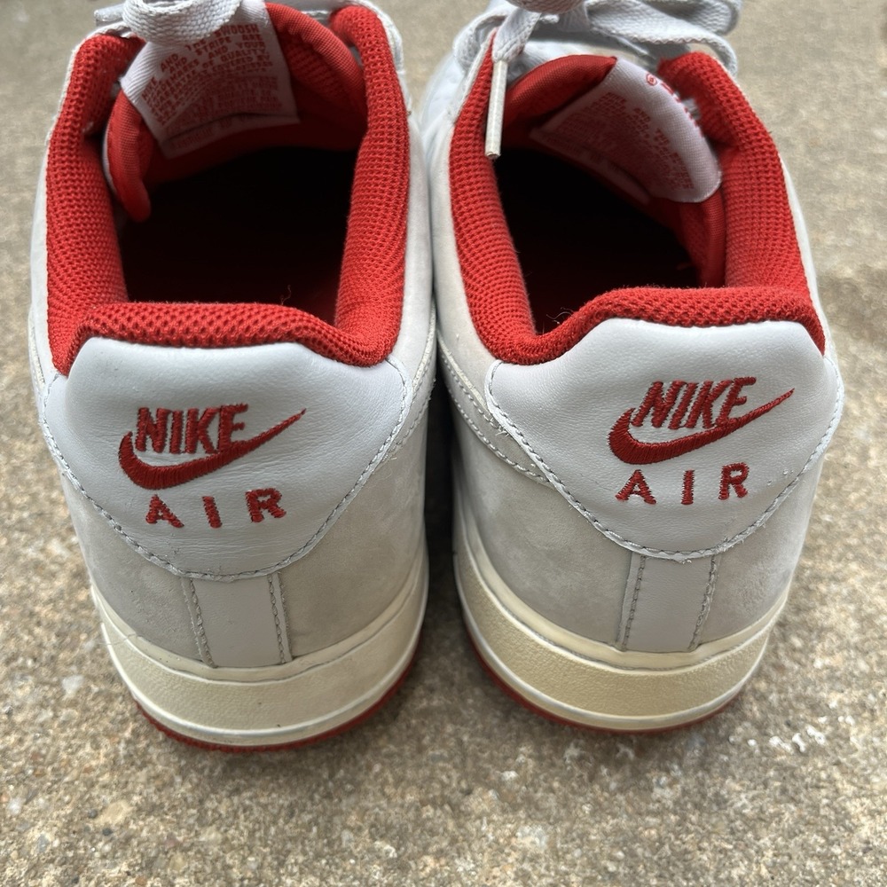 Nike Air Force 1 Sneakers Men's 8 Grey Varsity Red Y2K Low Top Basketball Shoes - Picture 7 of 16